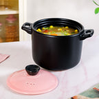 Flamora Ceramic Cooking Pot Pink Black 4700ml Nestasia