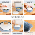 Homebrew Flame Safe Ceramic Stew Pot With Lid Handle 2150ml Nestasia