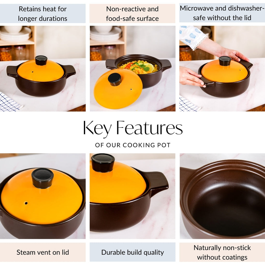 Clementine Ceramic Tureen Cooking Pot With Lid 2300ml Nestasia