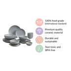 Grey Scalloped 22 Piece Dinner Set For 6 Nestasia