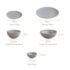 Grey Scalloped 22 Piece Dinner Set For 6 Nestasia