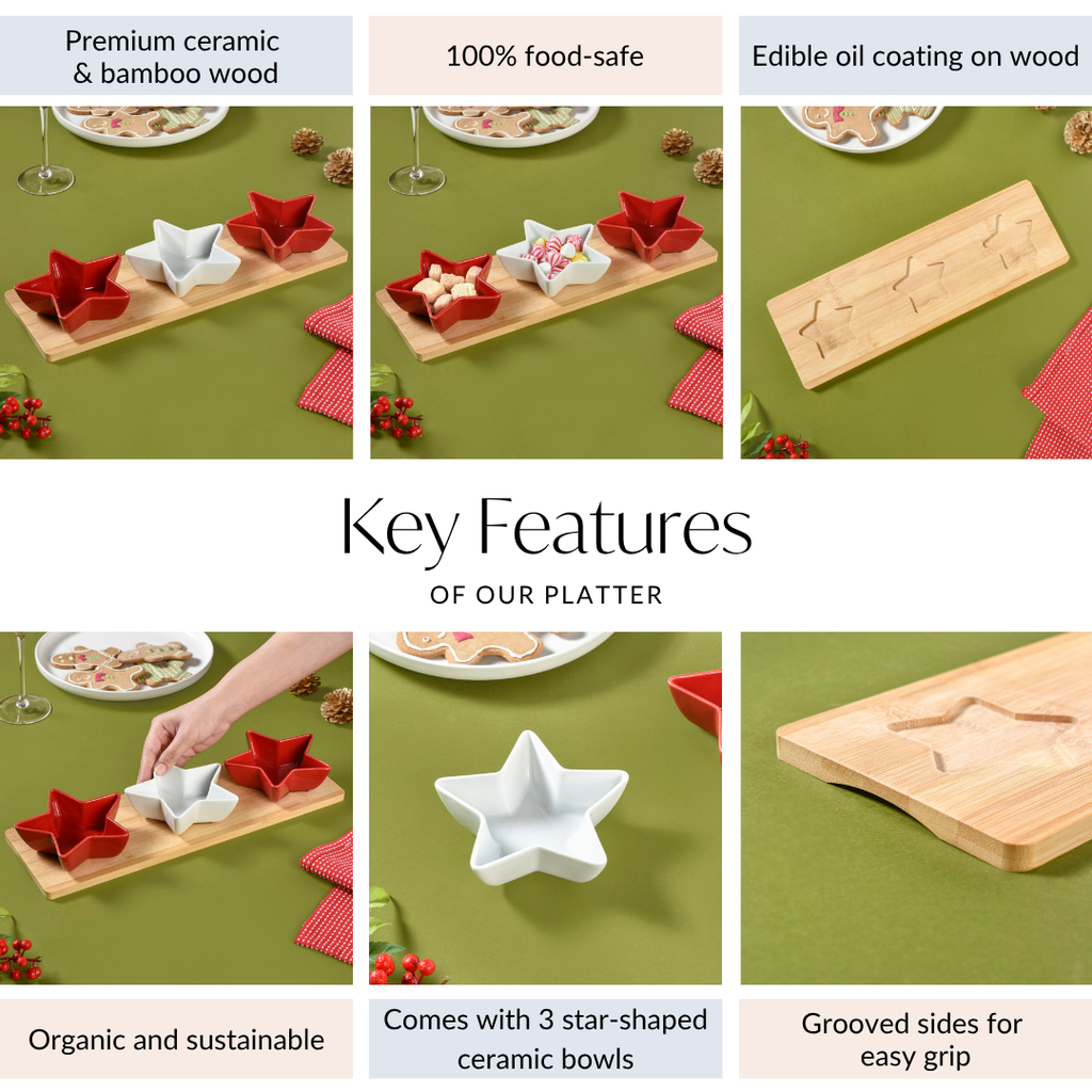 Ceramic Star Bowls Platter Set Of 4 Nestasia