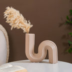 Nordic Wavy Ceramic Vase Beige Nestasia