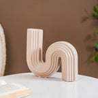 Nordic Wavy Ceramic Vase Beige Nestasia
