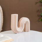 Nordic Wavy Ceramic Vase Beige Nestasia