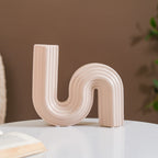Nordic Wavy Ceramic Vase Beige Nestasia