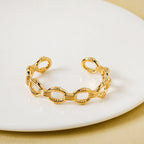 Chain Link Gold Cuff Bracelet Nestasia