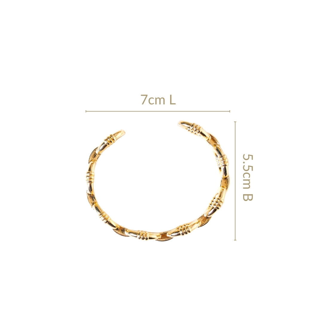 Chain Link Gold Cuff Bracelet Nestasia