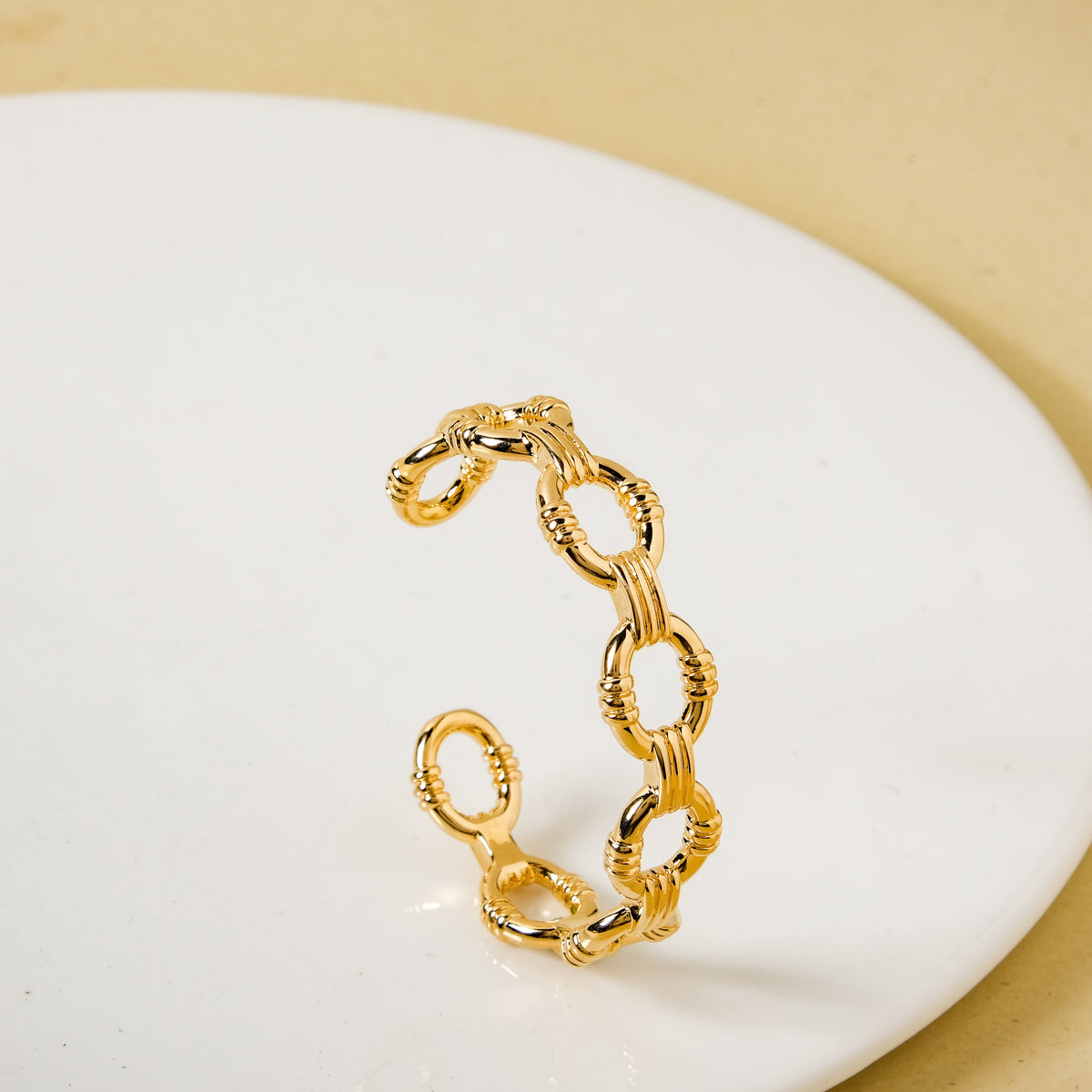 Chain Link Gold Cuff Bracelet Nestasia