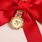 Charming Red Bow Keychain With Pearls Nestasia