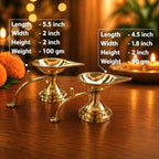 Brass Paan Aarti Diya With Handle (2 Inch) Vedansh Craft