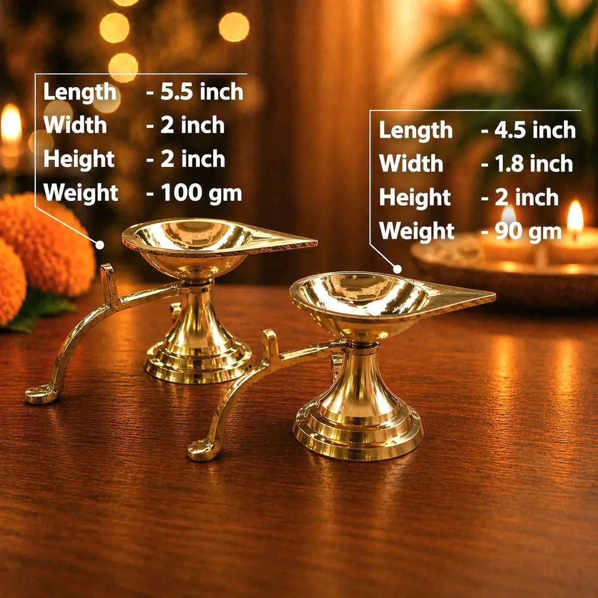 Brass Paan Aarti Diya With Handle (2 Inch) Vedansh Craft
