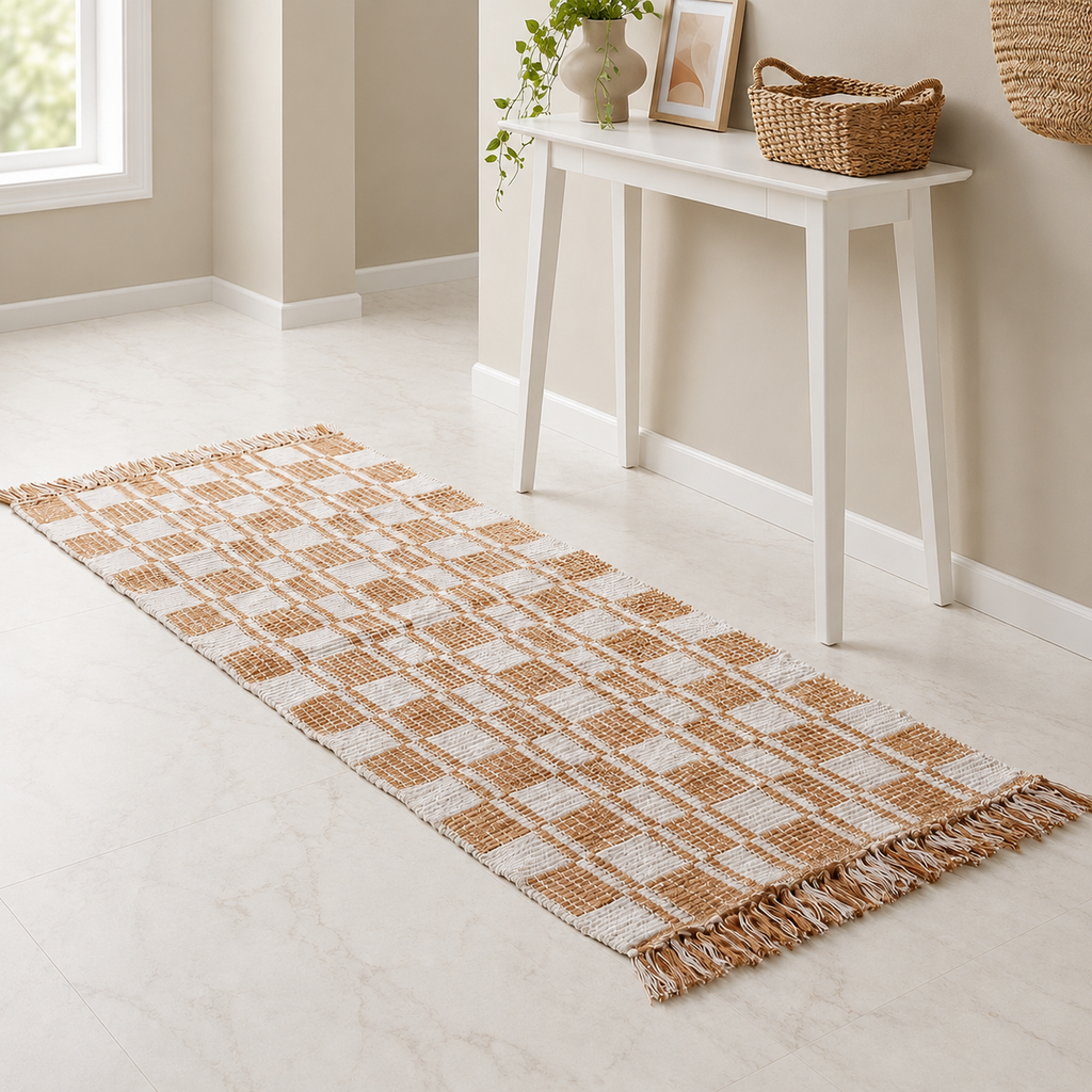 Terra Checks Handwoven Floor Runner 130x50cm Nestasia