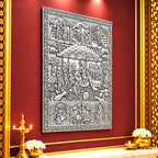 Govardhan Giridhari Krishna Silver Plated Copper Wall Hanging Vedansh Craft
