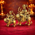 Brass Lightweight Goddess Durga Idol Sitting on Lion Vedansh Craft