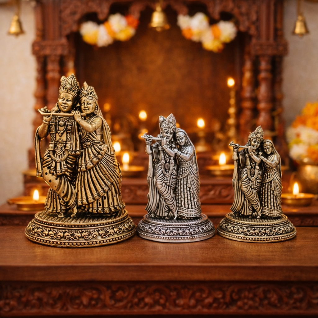 Brass Lightweight Standing Radha Krishna Idol Vedansh Craft