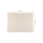 Checkered White And Mustard Yellow Tassel Cotton Throw Nestasia