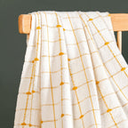 Checkered White And Mustard Yellow Tassel Cotton Throw Nestasia