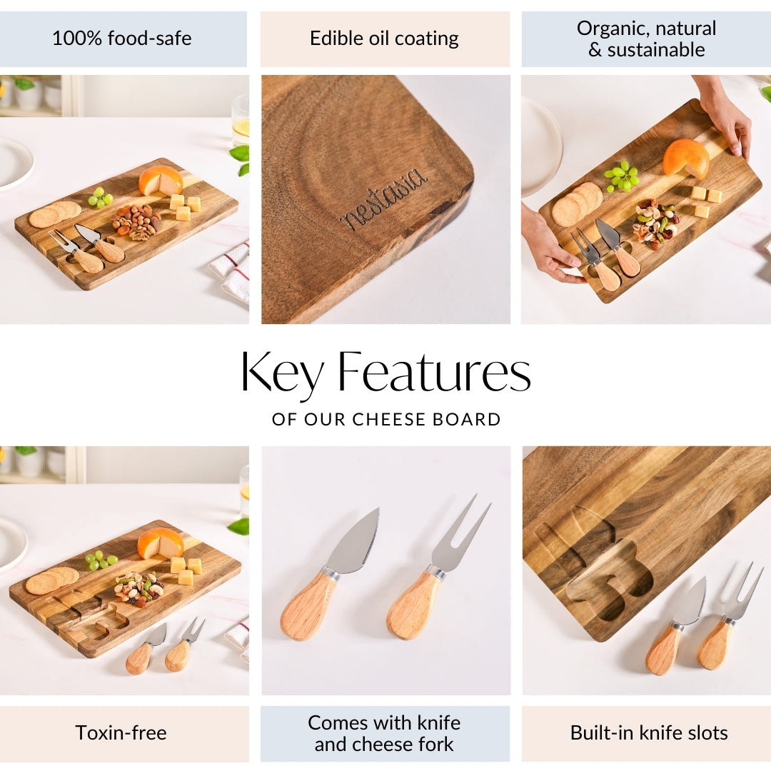 Cheese Board With Cheese Knife And Fork Nestasia