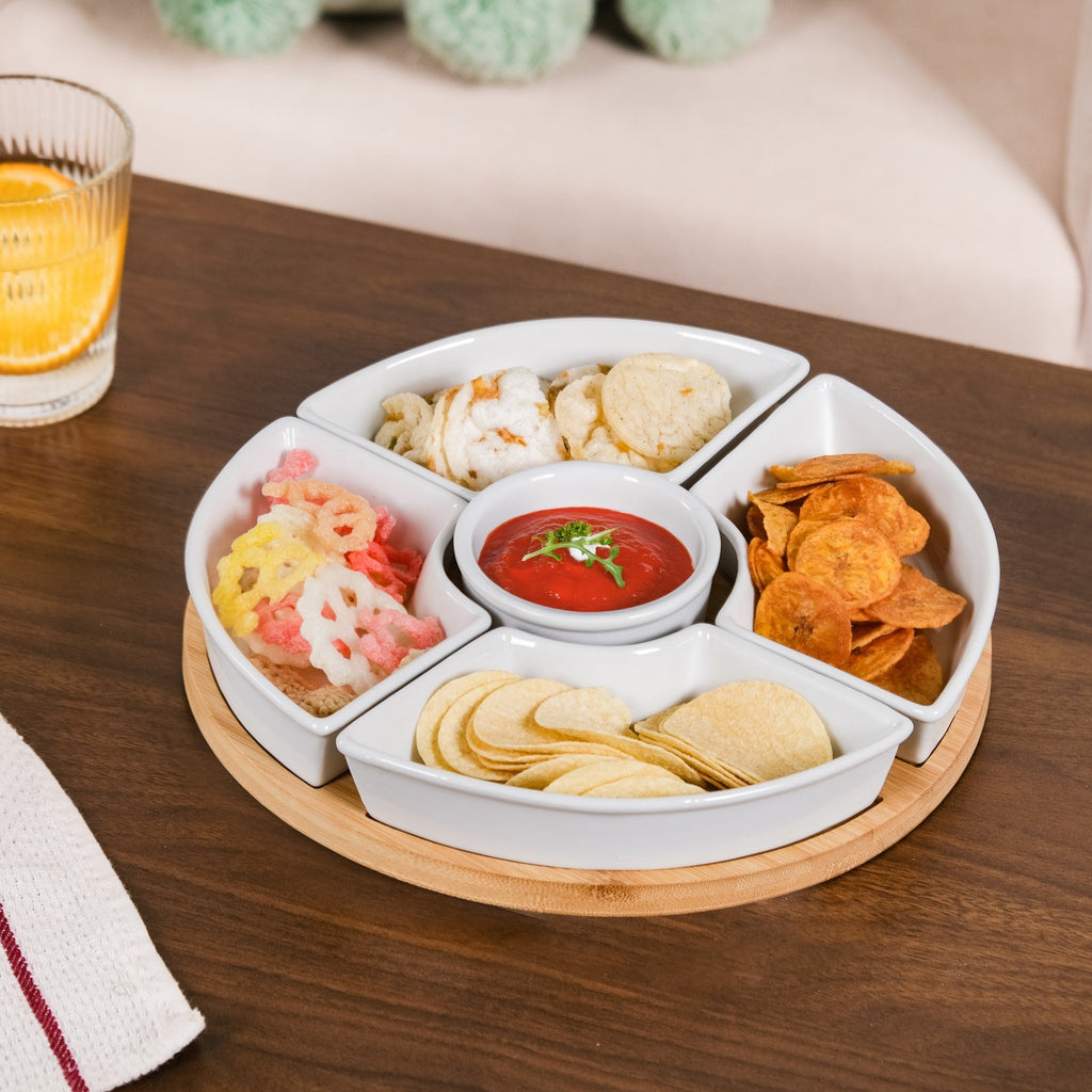 Chip And Dip White Ceramic Platter Nestasia