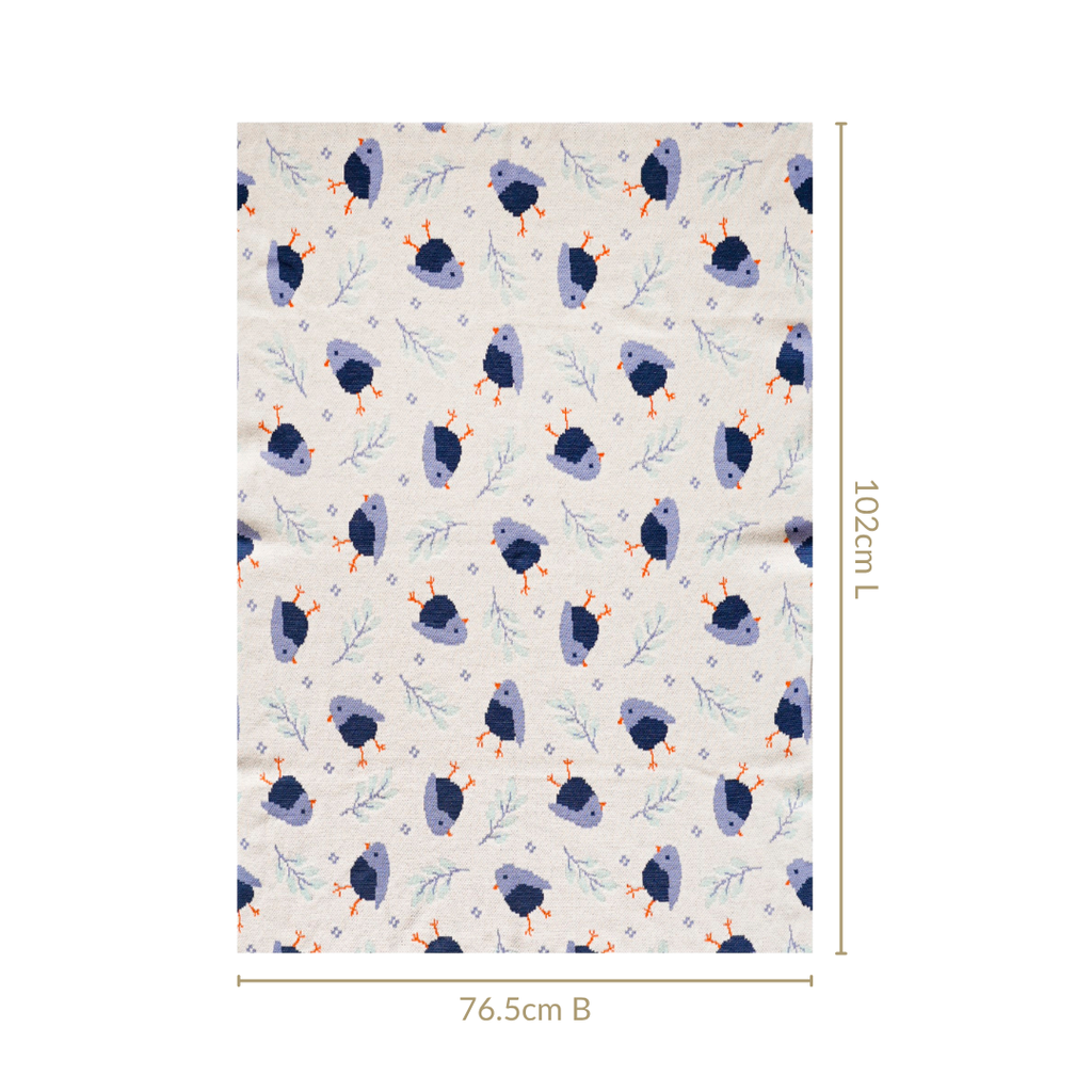 Chirpy Bluebird Knitted Cotton Throw For Toddlers 102x76cm Nestasia