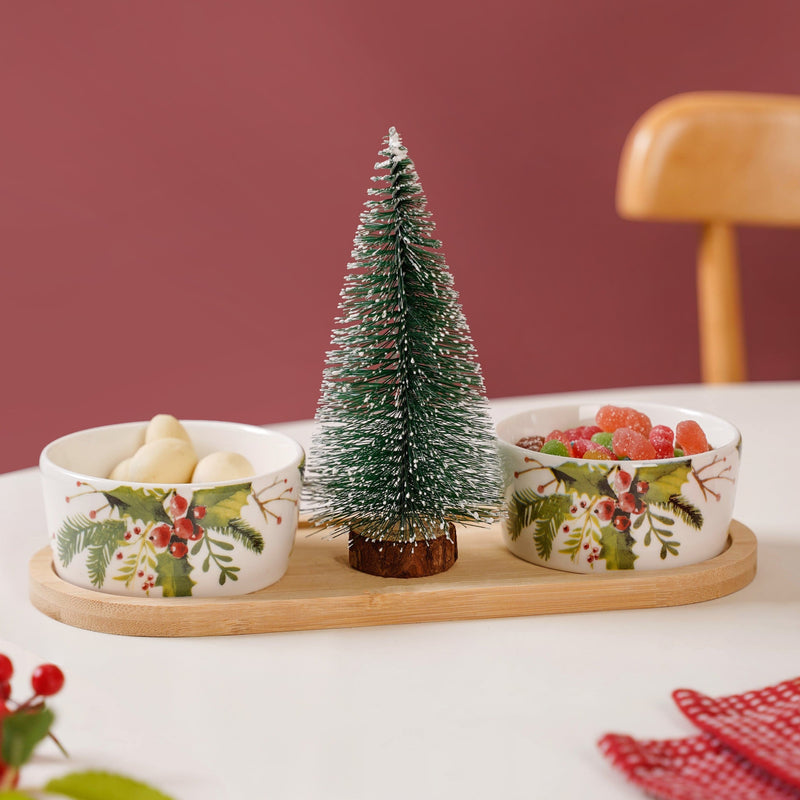 Christmas Pine Tree And Bowl Snack Platter Set Nestasia