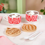 Hot Chocolate Cup Spoon And Coaster Gift Set Of 6 Nestasia