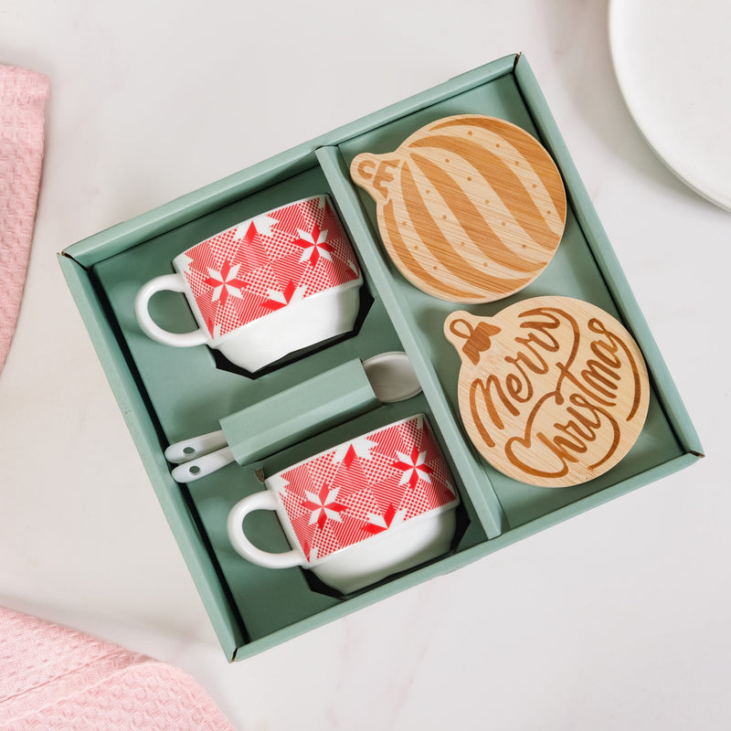 Hot Chocolate Cup Spoon And Coaster Gift Set Of 6 Nestasia