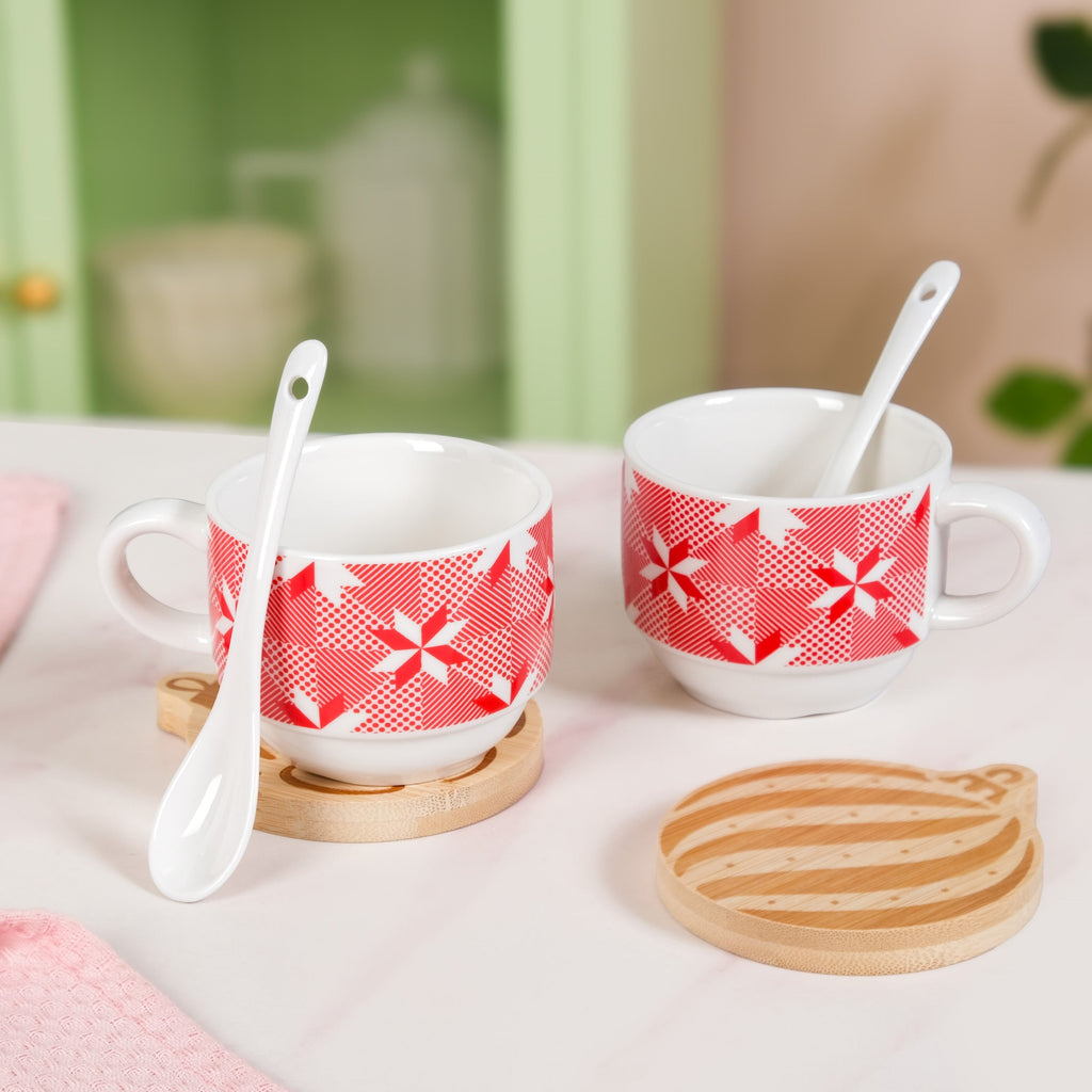 Hot Chocolate Cup Spoon And Coaster Gift Set Of 6 Nestasia