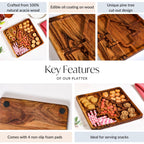 Christmas Tree Acacia Wood Serving Platter 30x30cm Nestasia