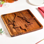Christmas Tree Acacia Wood Serving Platter 30x30cm Nestasia