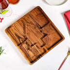 Christmas Tree Acacia Wood Serving Platter 30x30cm Nestasia