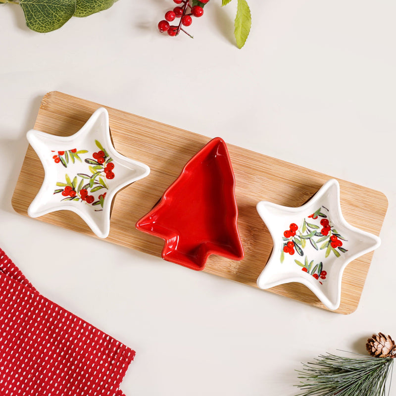 Christmas Tree And Star Platter Set Of 4 Nestasia