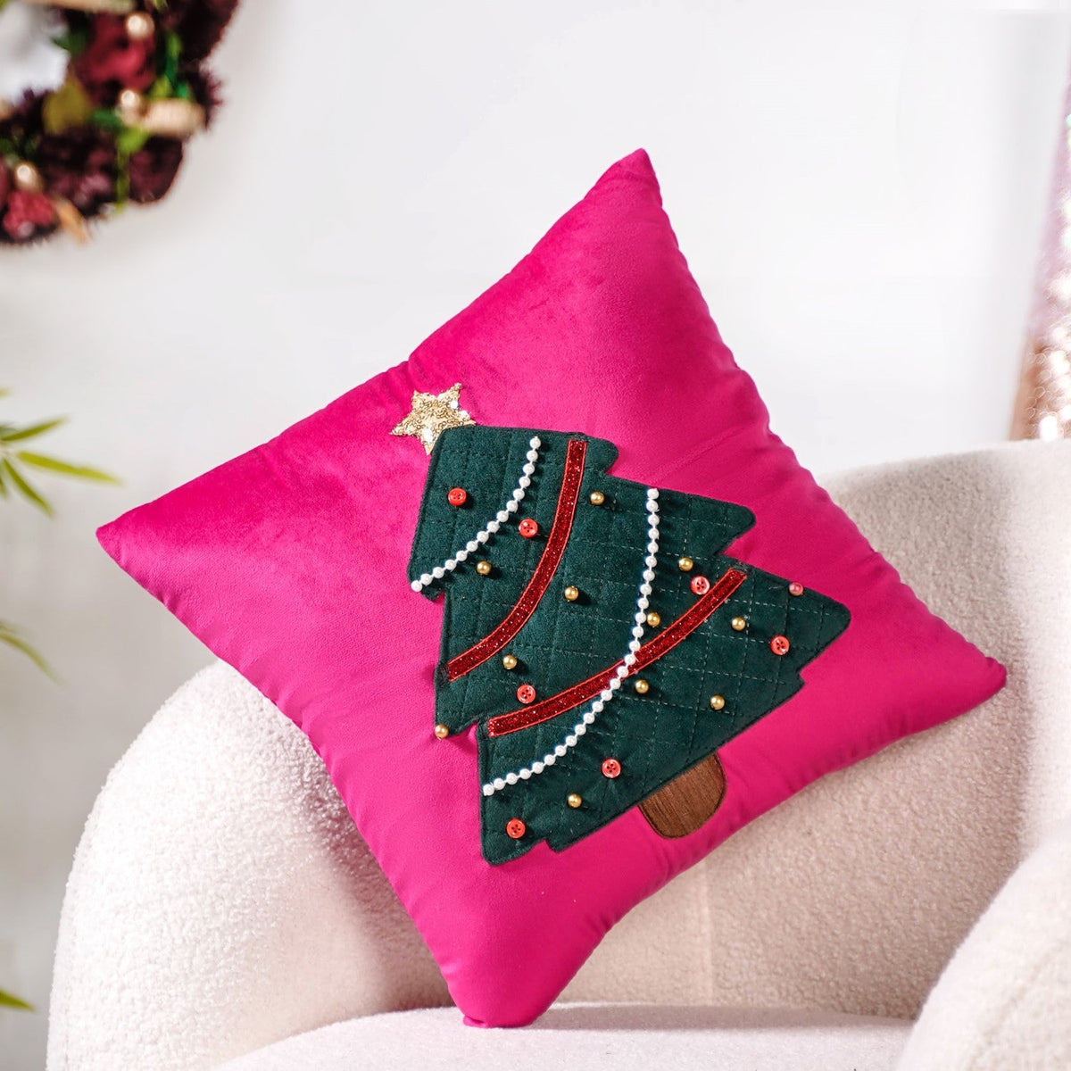Christmas Tree Velvet Cushion Cover 40x40cm Nestasia