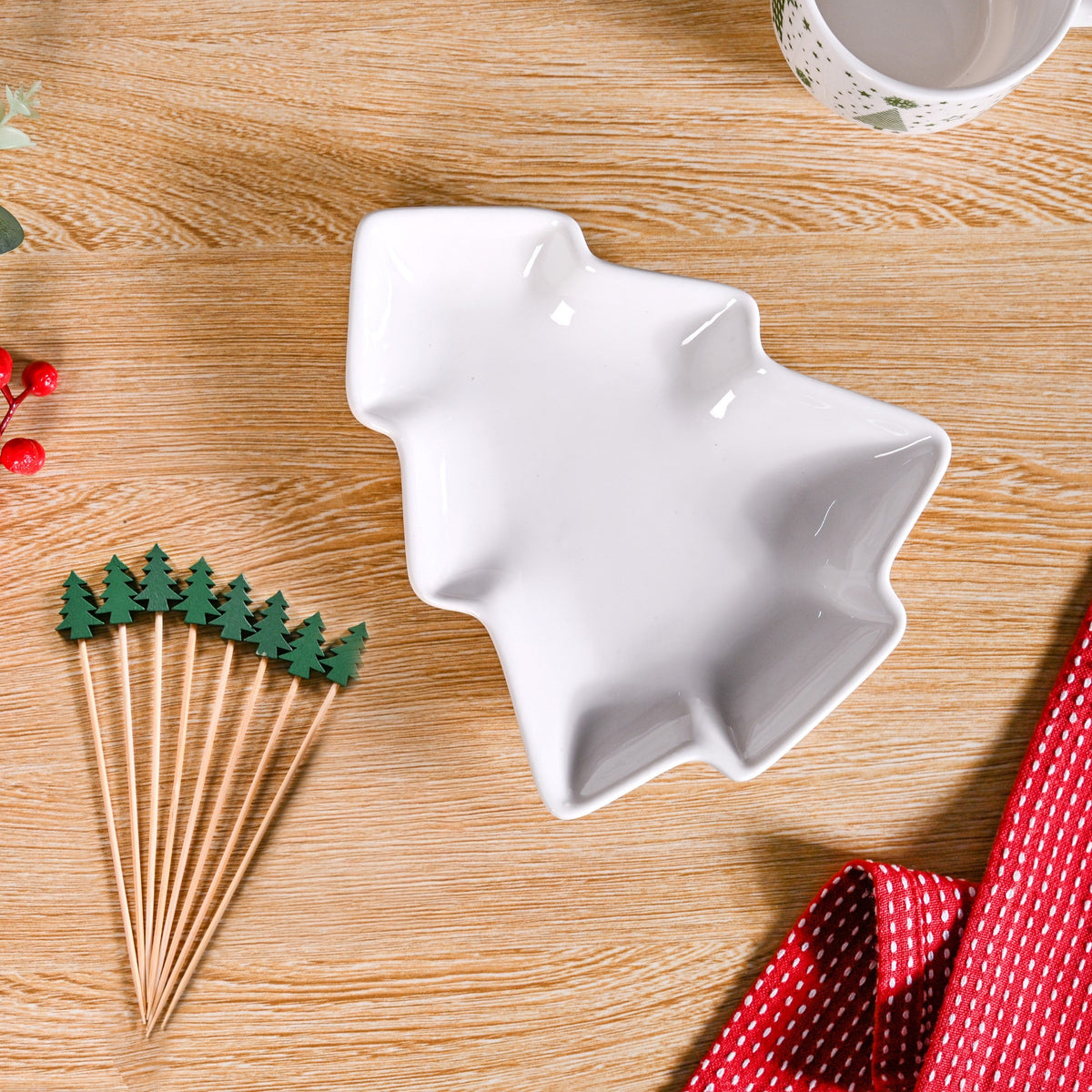 Christmas Cups Spoon Tree Platter Picks Gift Set Nestasia