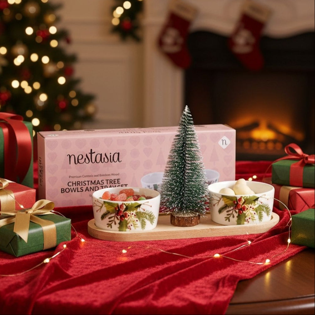 Christmas Pine Tree And Bowl Snack Platter Set Nestasia