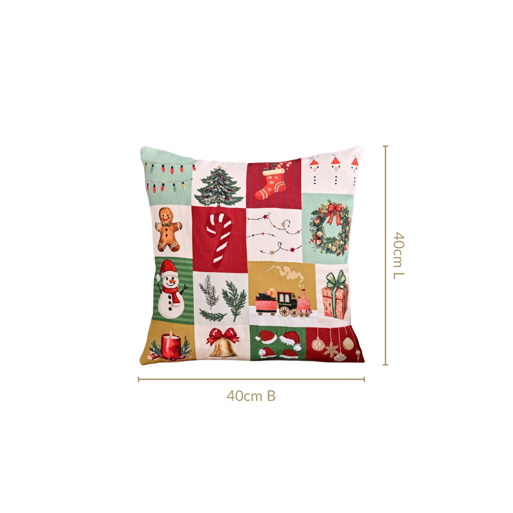 Christmas Chronicles Embroidered Cotton Cushion Cover 40x40cm Nestasia