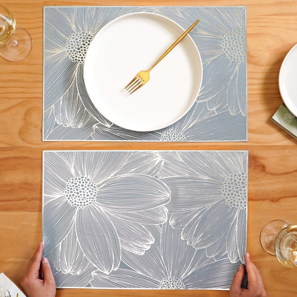 Chrome Blossom Table Mat Set Of 6 Nestasia