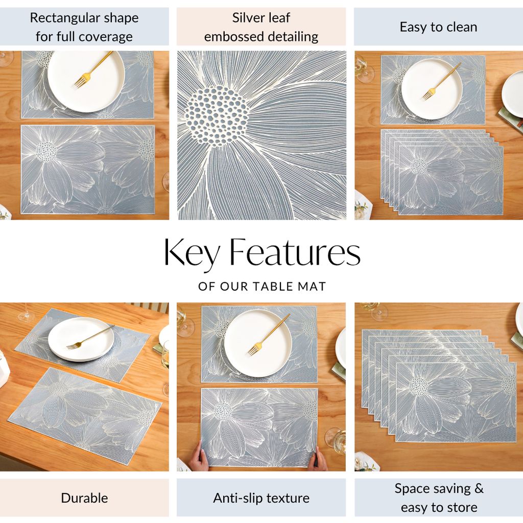 Chrome Blossom Table Mat Set Of 6 Nestasia