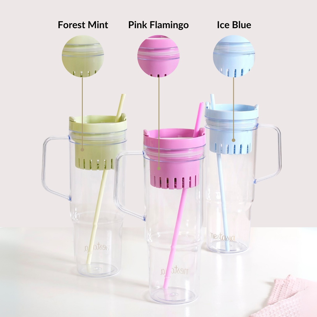 Citrify Transparent Fruit Infuser Water Bottle With Handle Ice Blue 1210ml Nestasia