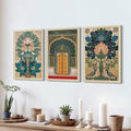 Floral Abstract Madhubani Art Paintings, Painting For Wall Living Room, Set of 3 AXIII-39 ArtX