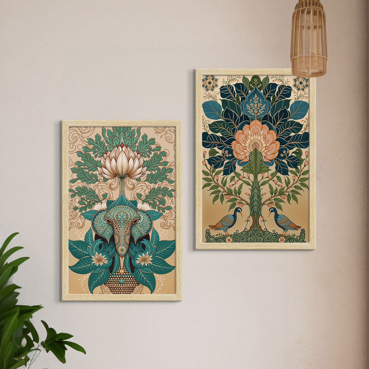 Floral Abstract Madhubani Art Paintings, Painting For Wall Living Room, Set of 3 AXIII-39 ArtX