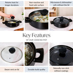 Classic Black Korean Ceramic Cooking Pot 2000ml Nestasia