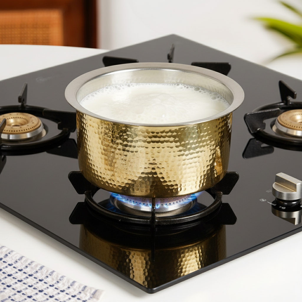 Pure Brass Patila With Lid 2000ml Nestasia