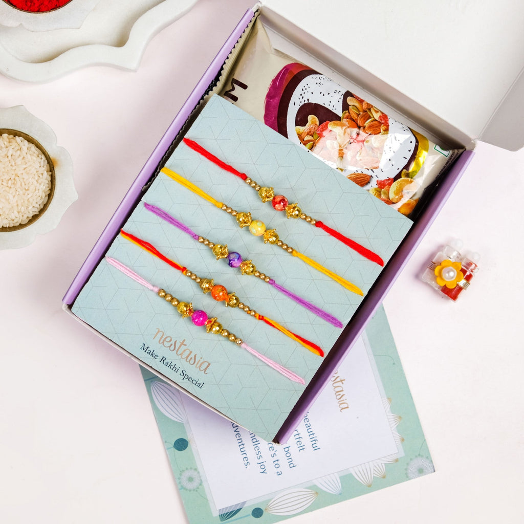 Set Of 5 Classic Rakhi Gift Pack for Brother Nestasia