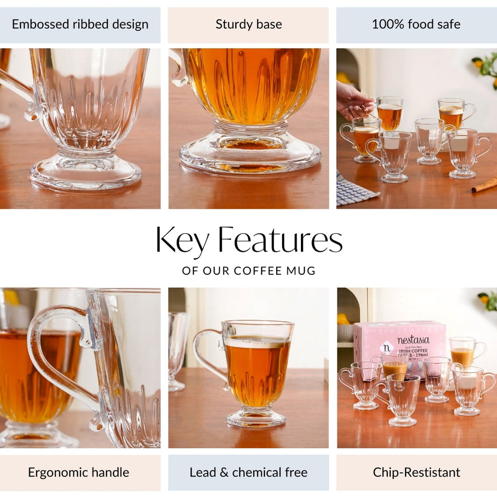 Classic Irish Coffee Glass Set Of 6 196ml Nestasia
