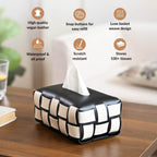Classic Vegan Leather Tissue Box Black And White Nestasia