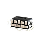 Classic Vegan Leather Tissue Box Black And White Nestasia