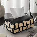 Classic Vegan Leather Tissue Box Black And White Nestasia