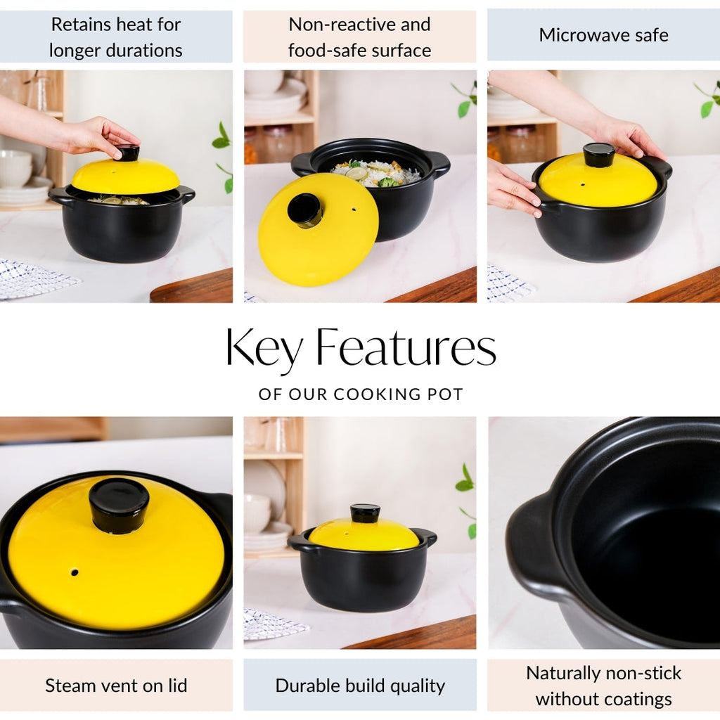 Limonelle Ceramic Cooking Casserole With Lid Flame Safe 2300ml Nestasia